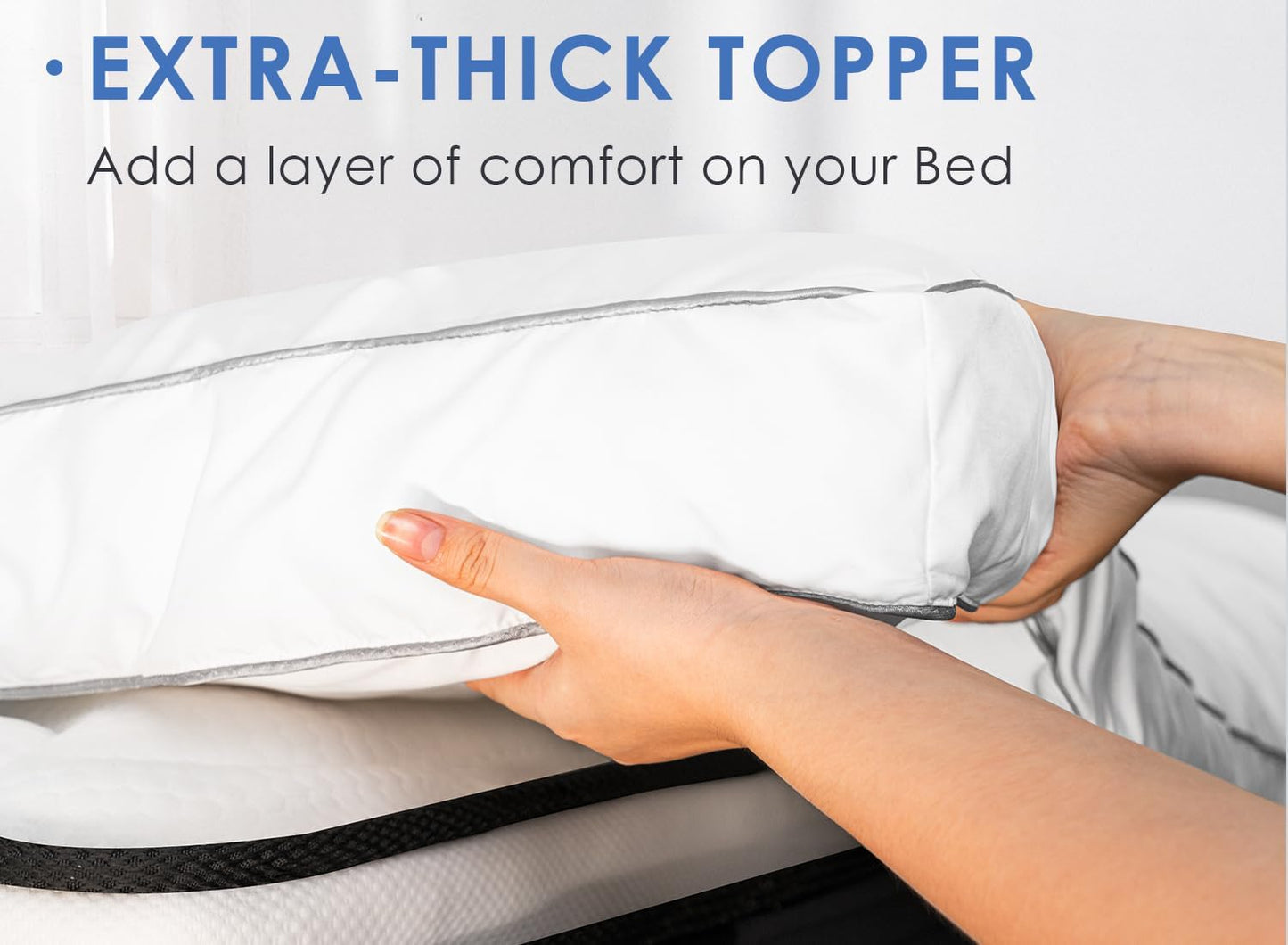 Hotel Quality Mattress Topper Extra Deep Sleep Filling 4 inches /10cm Ultra Thick Bounce Back Soft Topper