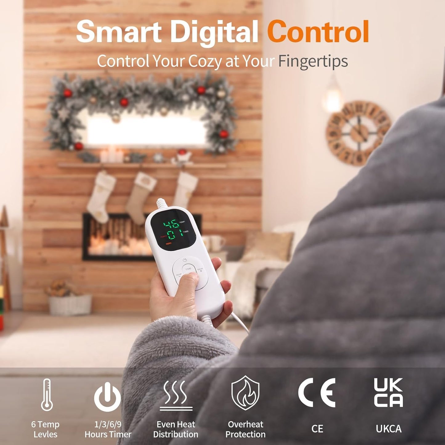 All Purpose Electric Heated Blanket Premium Quality Flannel fleece+ white Sherpa Bed Sofa Blanket