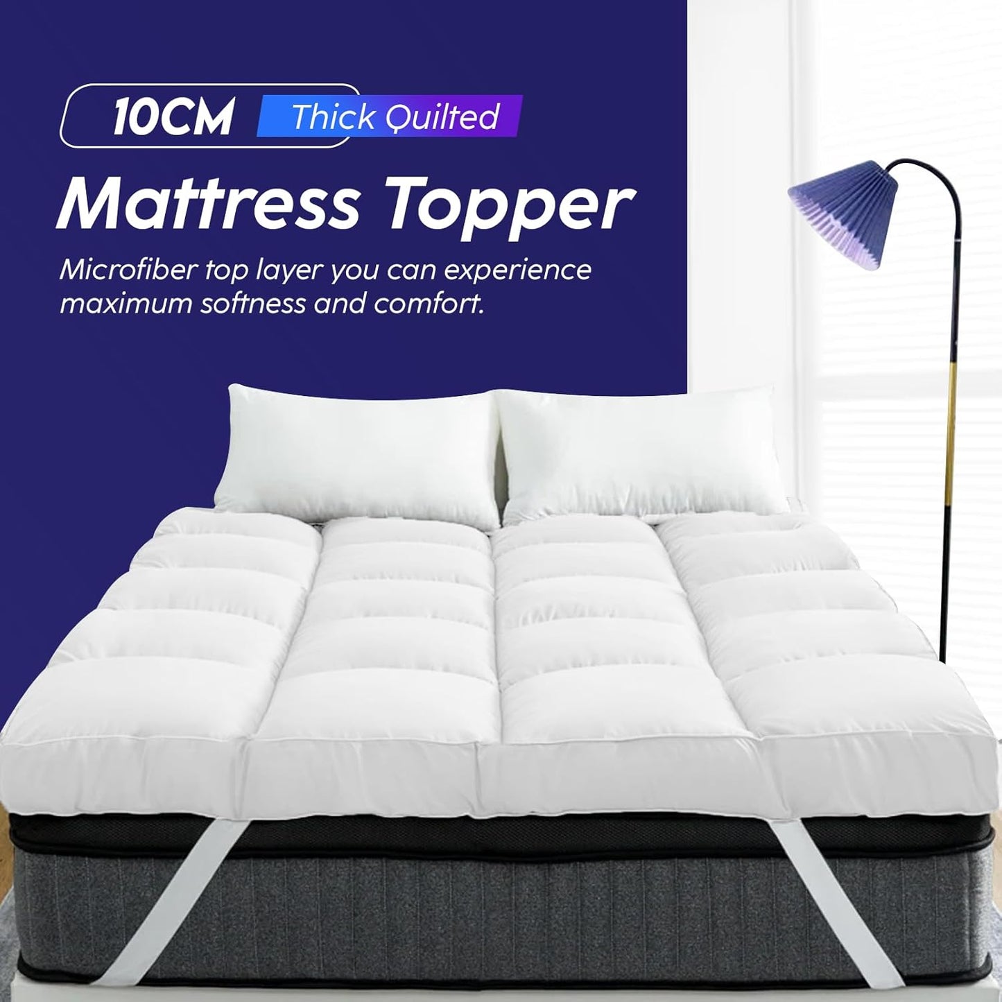 Hotel Quality Mattress Topper Extra Deep Sleep Filling 4 inches /10cm Ultra Thick Bounce Back Soft Topper