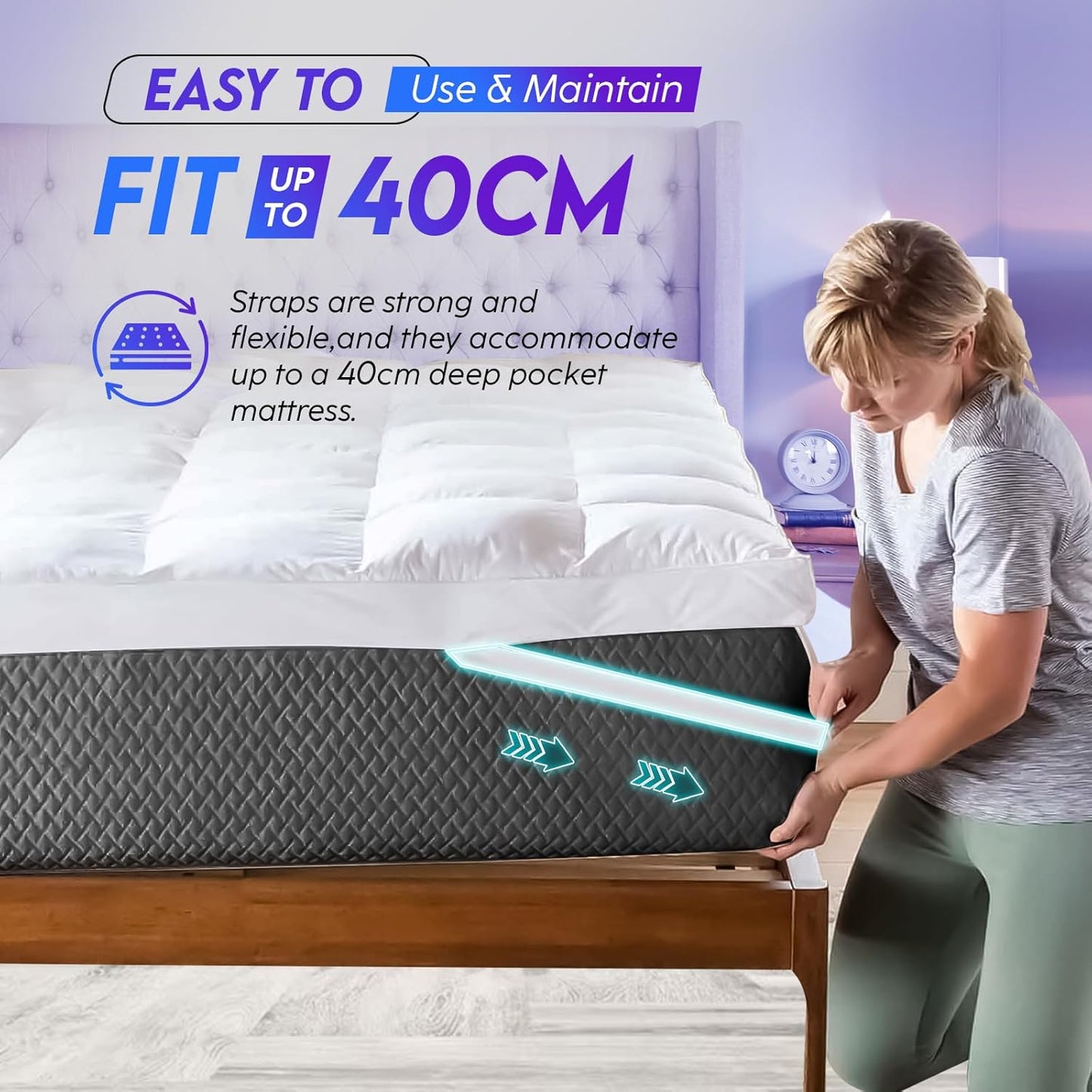 Hotel Quality Mattress Topper Extra Deep Sleep Filling 4 inches /10cm Ultra Thick Bounce Back Soft Topper