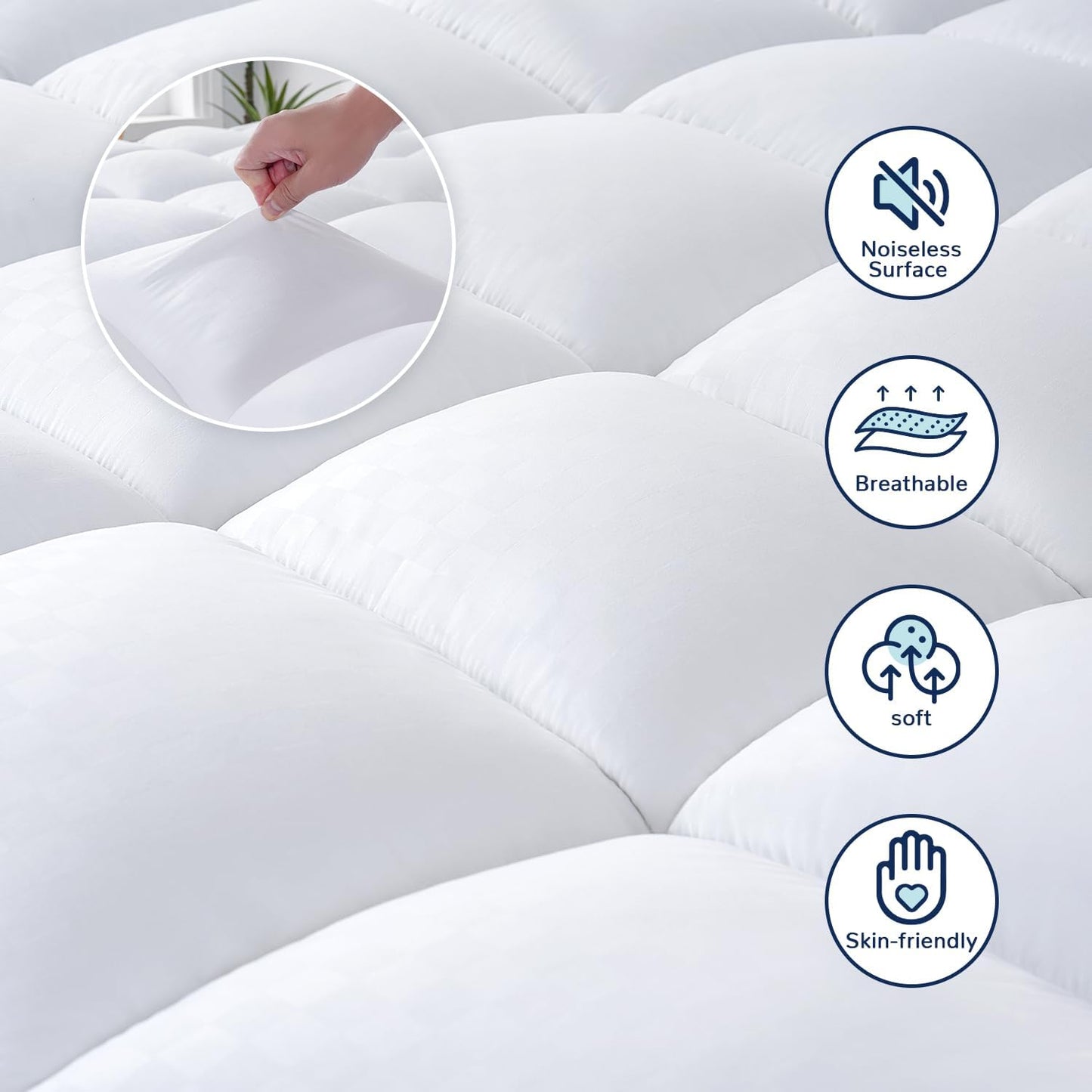 Extra Fluffy Thick Mattress Topper 10cm/4 Inch Bounce Back Mattress Pads 1200GSM Soft & Pad Cover - All UK Sizes Single Double King Super King