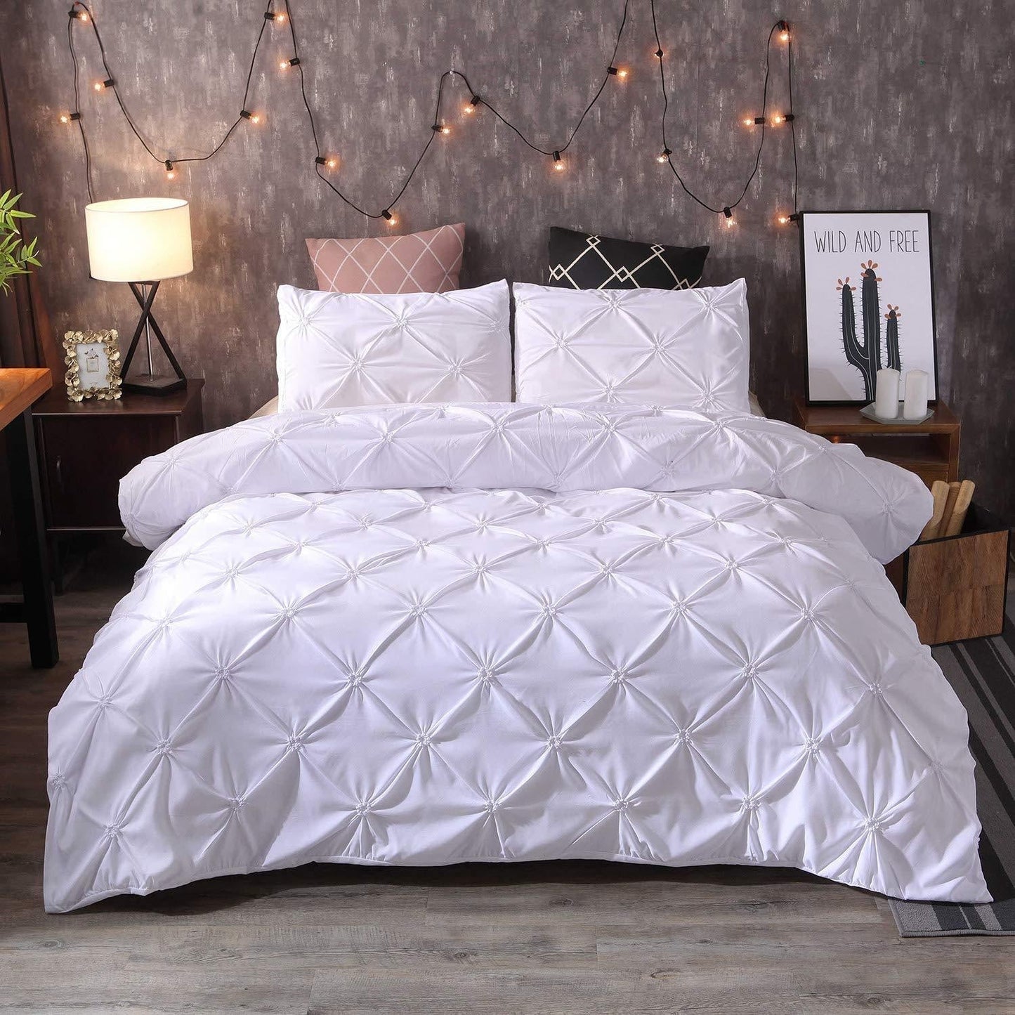 Pintuck Duvet Set 100% Cotton Quilt Cover Single Double King Super King Size Pintuck Bedding - seventhstitch
