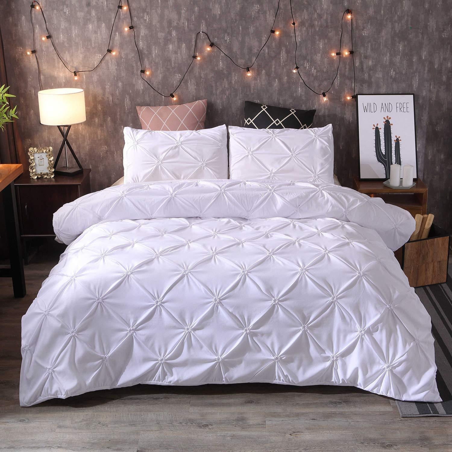 Pintuck Duvet Set 100% Cotton Quilt Cover Single Double King Super King Size Pintuck Bedding - seventhstitch