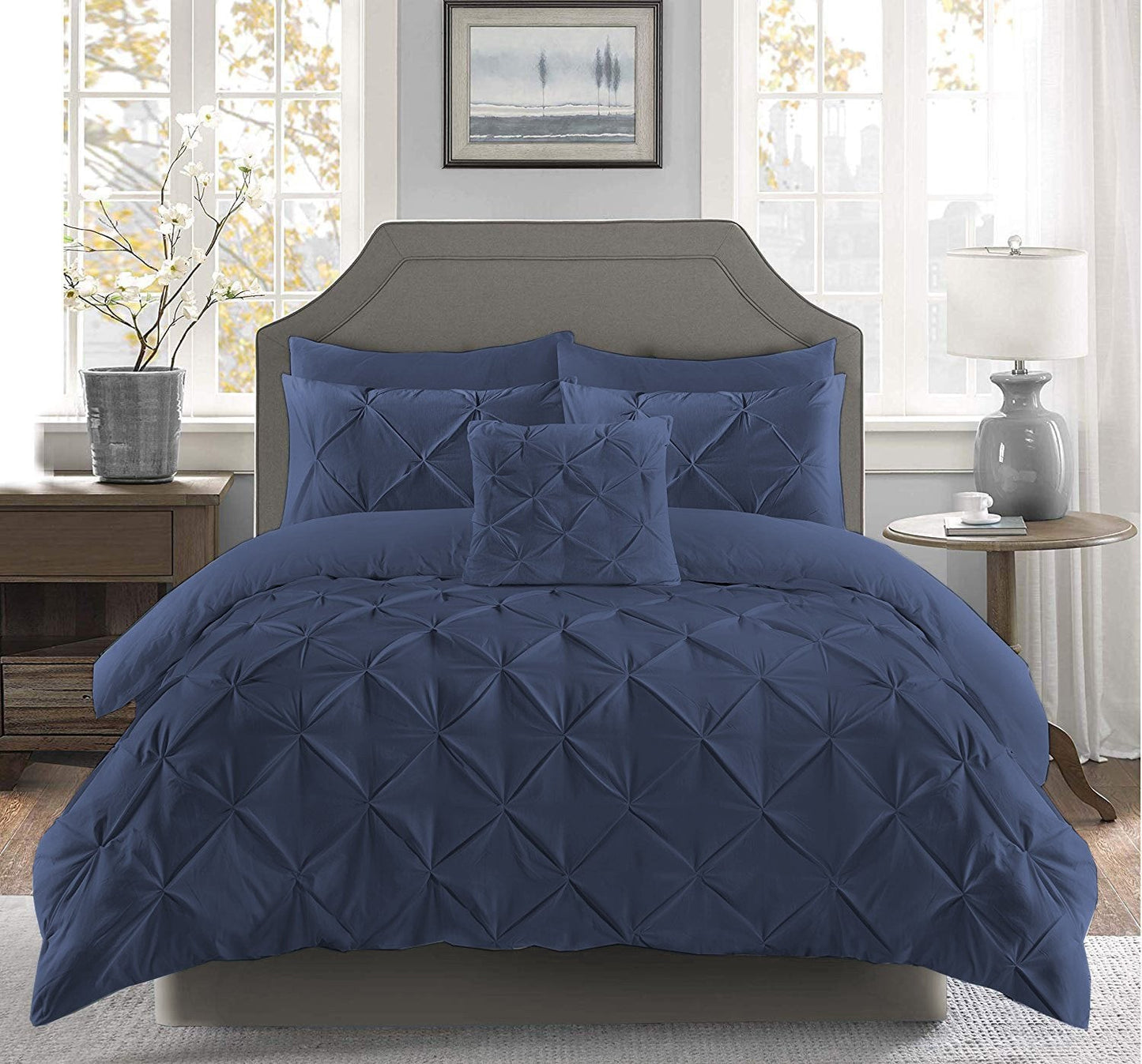 Pintuck Duvet Set 100% Cotton Quilt Cover Single Double King Super King Size Pintuck Bedding - seventhstitch