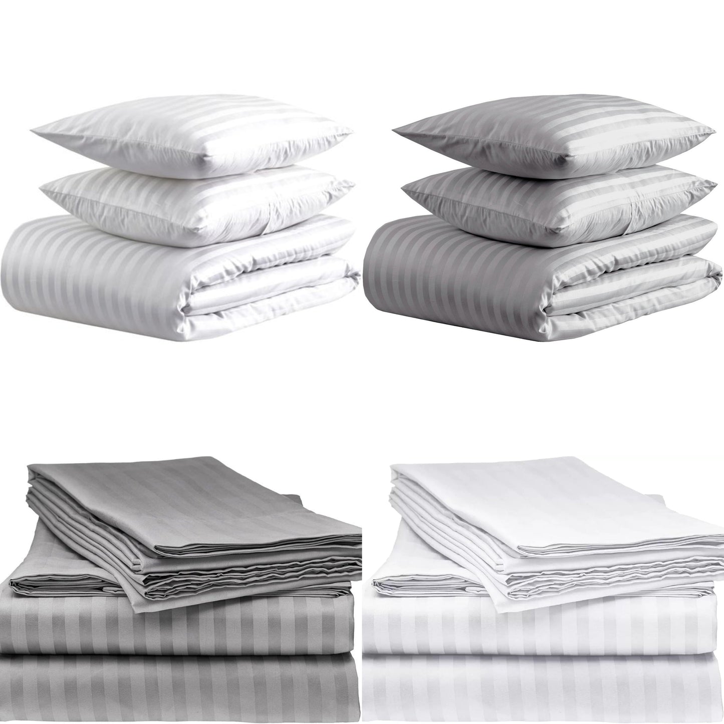 Luxury 600 Thread Count Bedding Satin Stripe Duvet Set 100% Egyptian Cotton Quilt Covers - seventhstitch