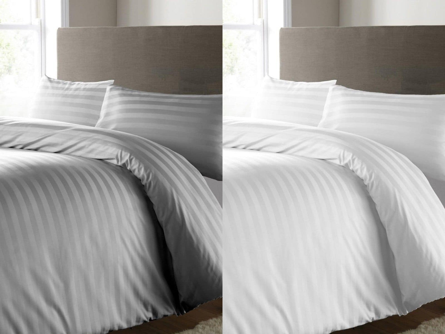 Luxury 600 Thread Count Bedding Satin Stripe Duvet Set 100% Egyptian Cotton Quilt Covers - seventhstitch