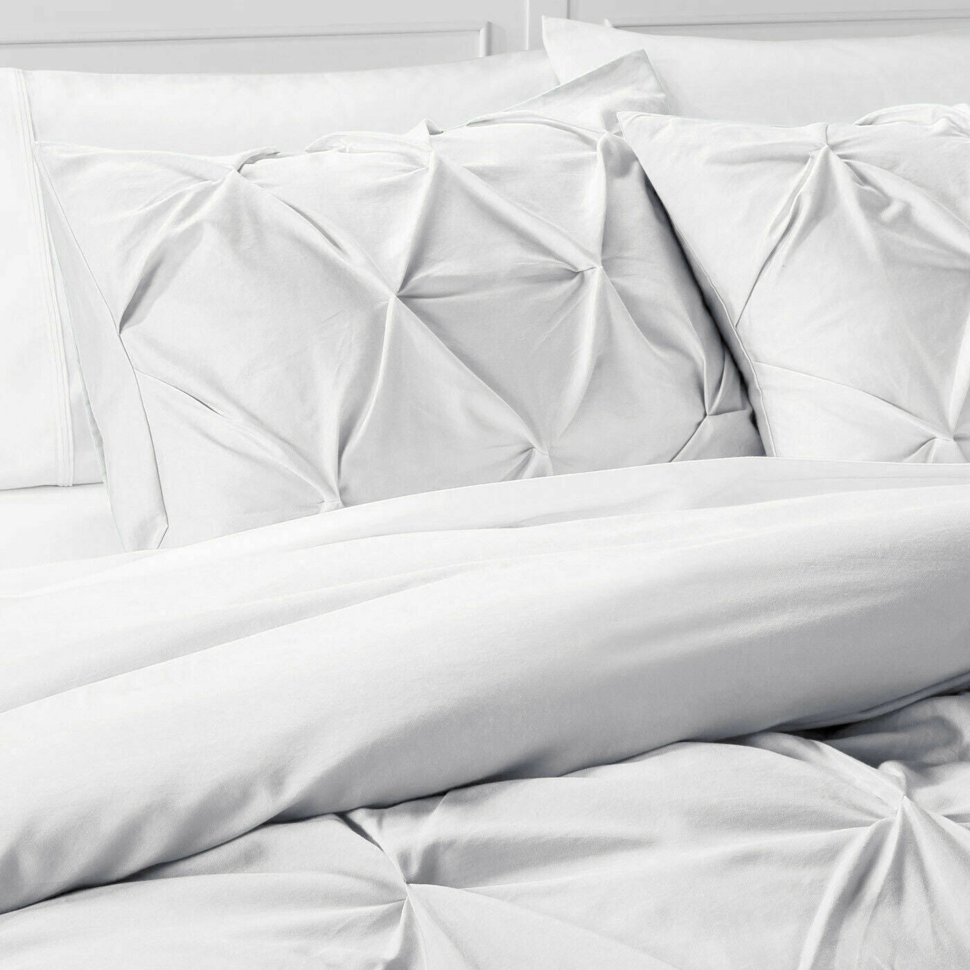 Pintuck Duvet Set 100% Cotton Quilt Cover Single Double King Super King Size Pintuck Bedding - seventhstitch